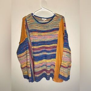Easel Knit Oversized Sweater Slouchy Long Sleeve Womens Size Large Multicolor